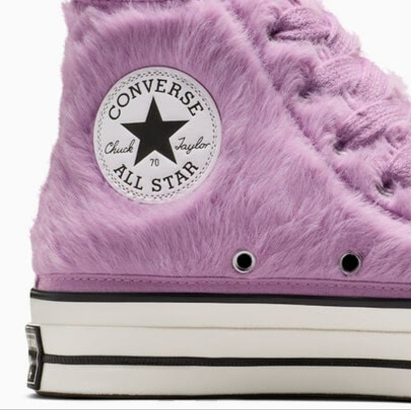 💓NEW!! CONVERSE PREMIUM Chuck 70 FAUX FUR High Top Sneakers/Pink A13382C - Picture 6 of 11